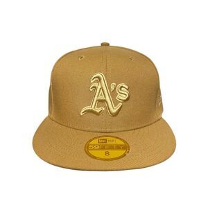 New Era Men’s 8 Oakland Athletics Fitted Hat Gold Wheat NEW